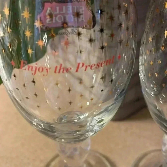 Stella Artois 12oz “Enjoy the Present” Beer Glasses set of 2 - Picture 2 of 3